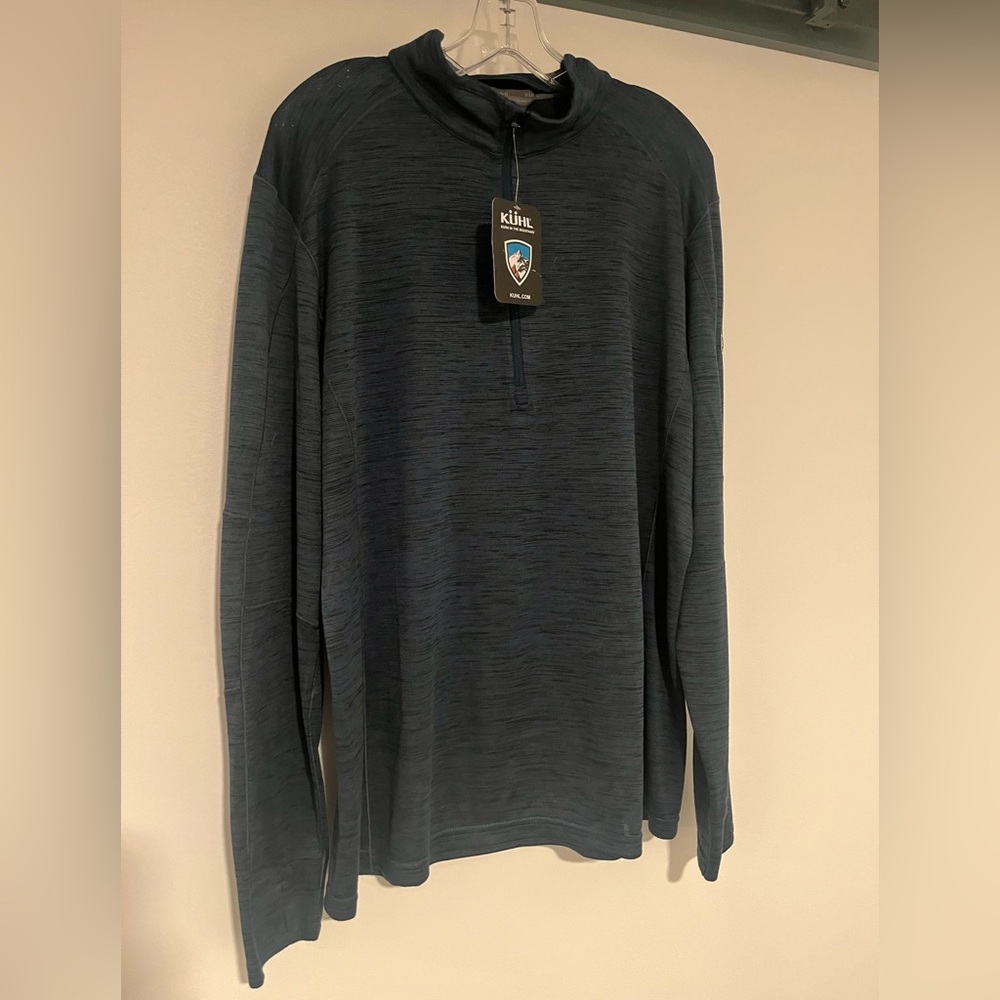 NWT Kuhl Pullover Shirt Mens XL Blue 1/4 Zip Pullover Alloy Long Sleeve Light
